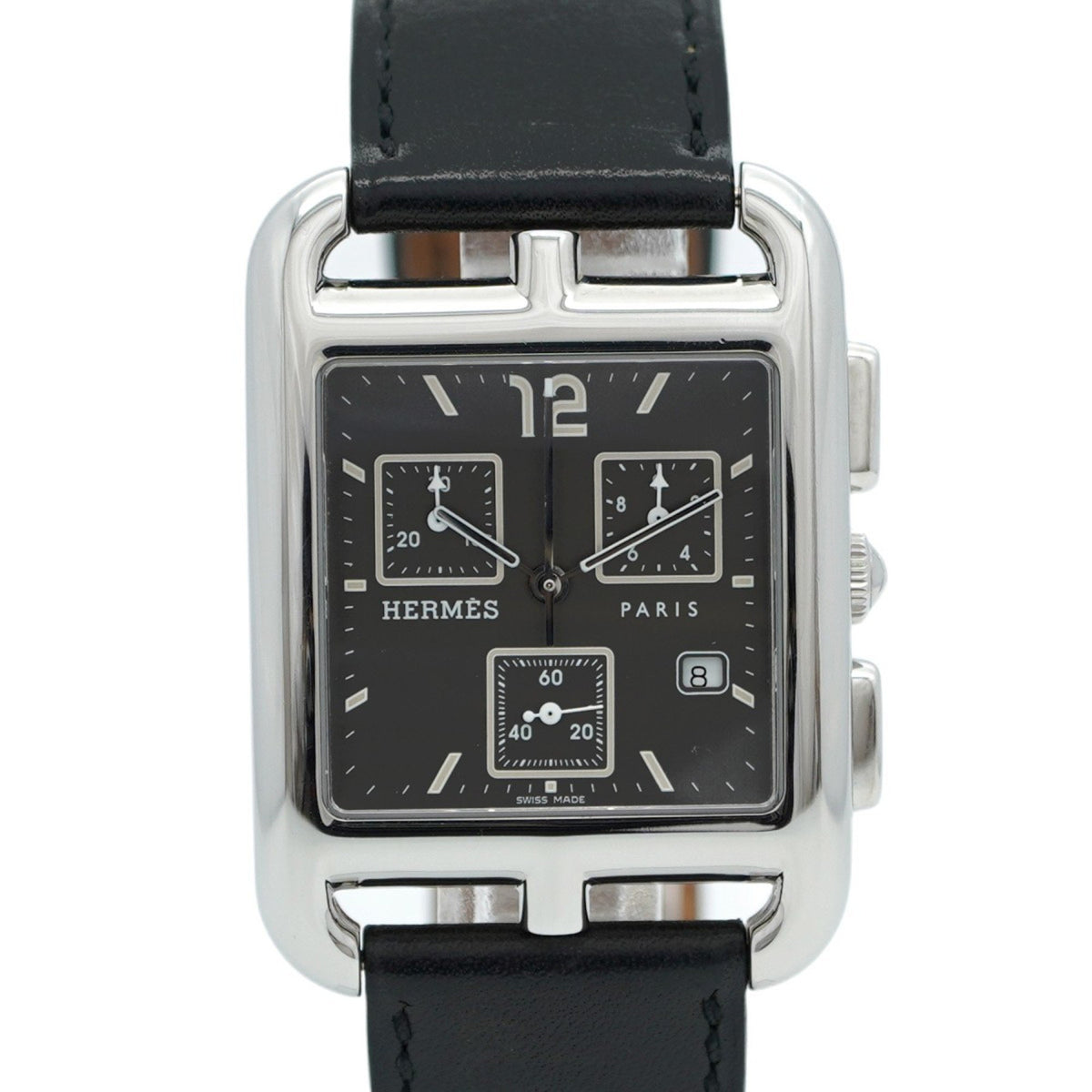Pre-Owned Herm?s Cape Cod CC1.910 Black Dial Men's Watch