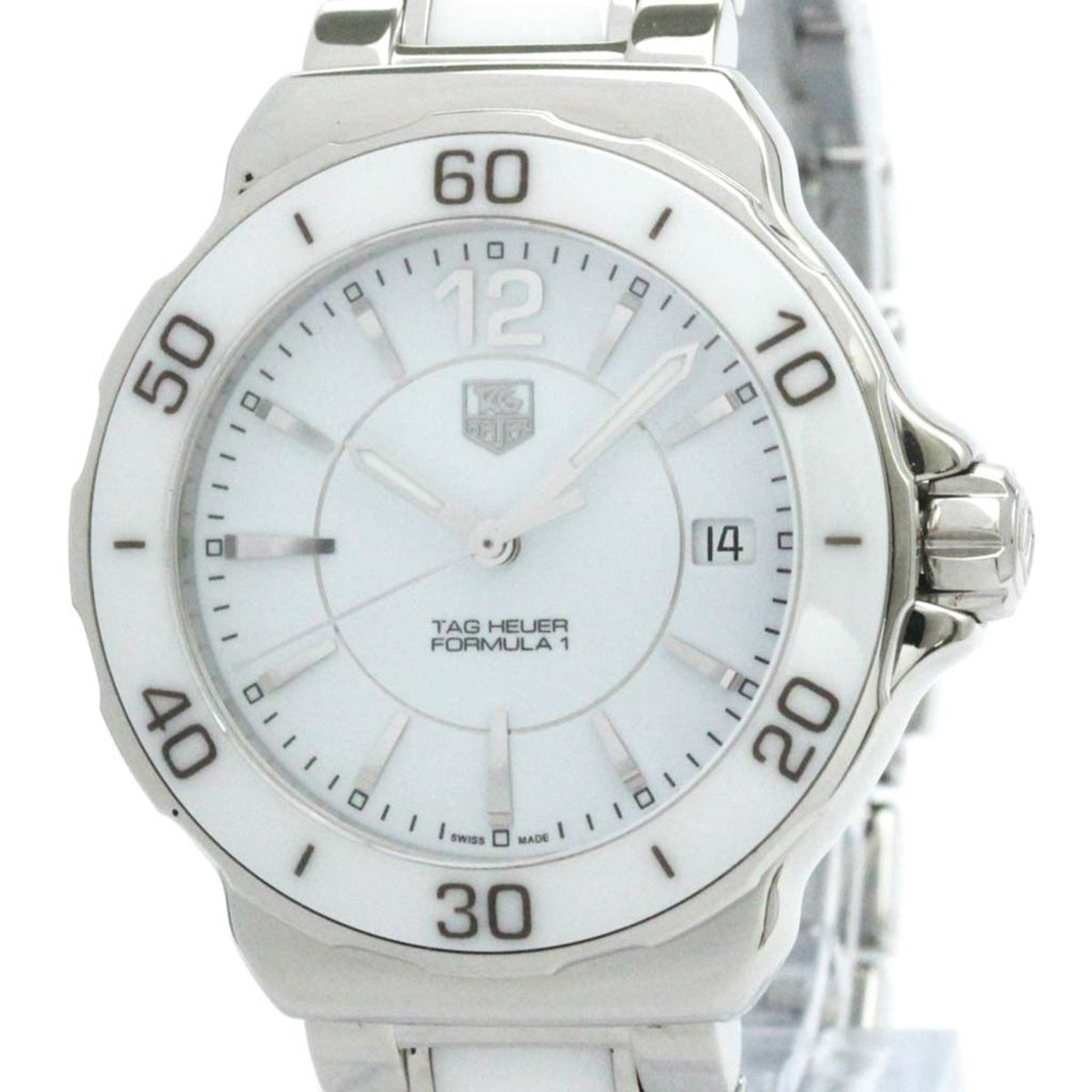 Gebrauchte polierte TAG HEUER Formula 1 Keramik-Stahl-Quarz-Damenuhr WAH1211 BF582011 