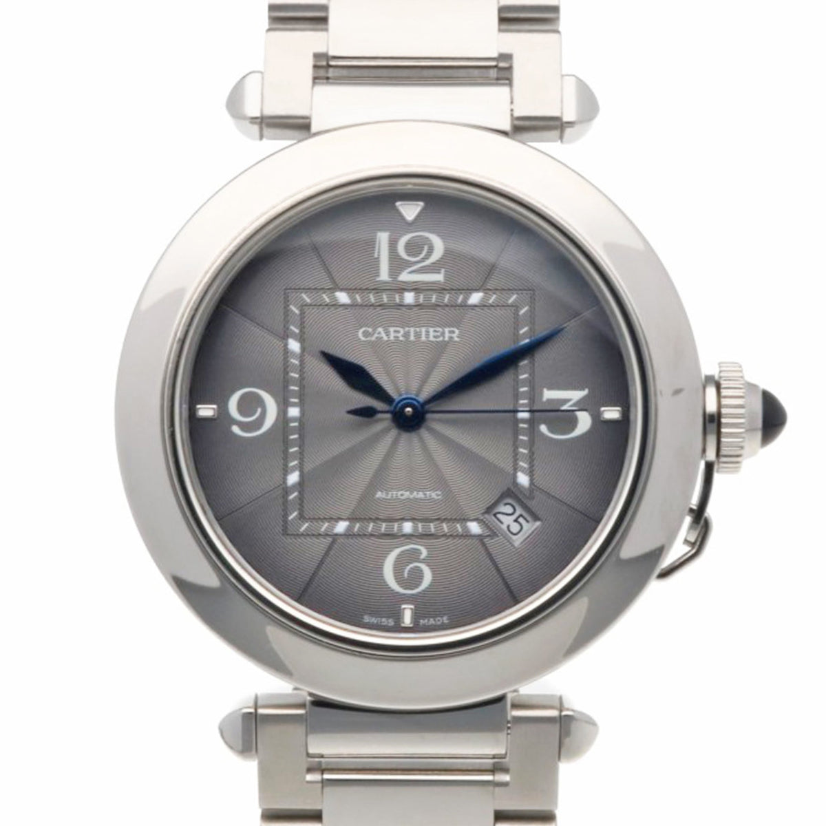 Pre-Owned Cartier Pasha de watch, stainless steel, WSPA0026, automatic, overhauled and polished, men's, pre-owned