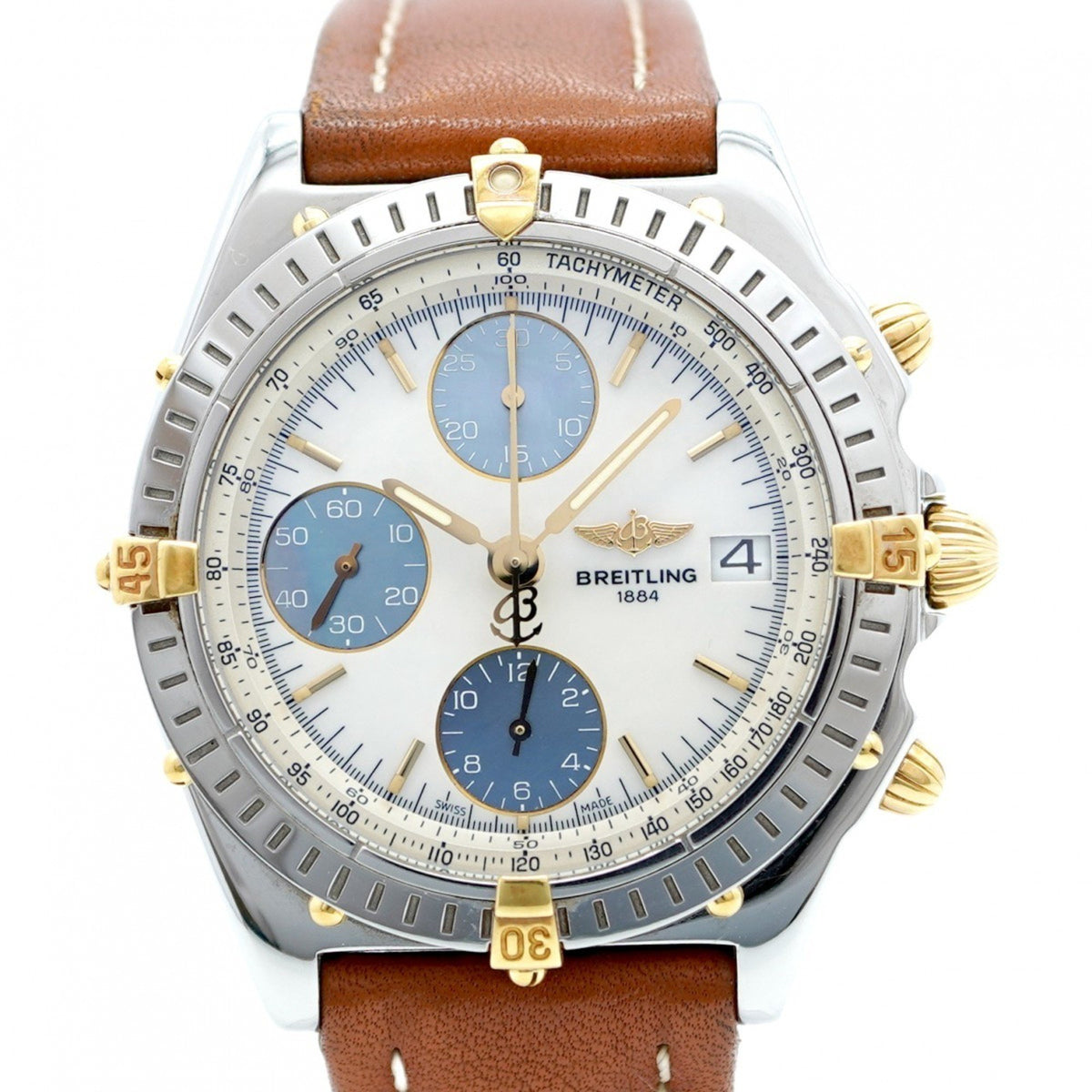Gebrauchte Breitling Chronomat Bicolor B13050.1 Herrenuhr mit weißem Zifferblatt 