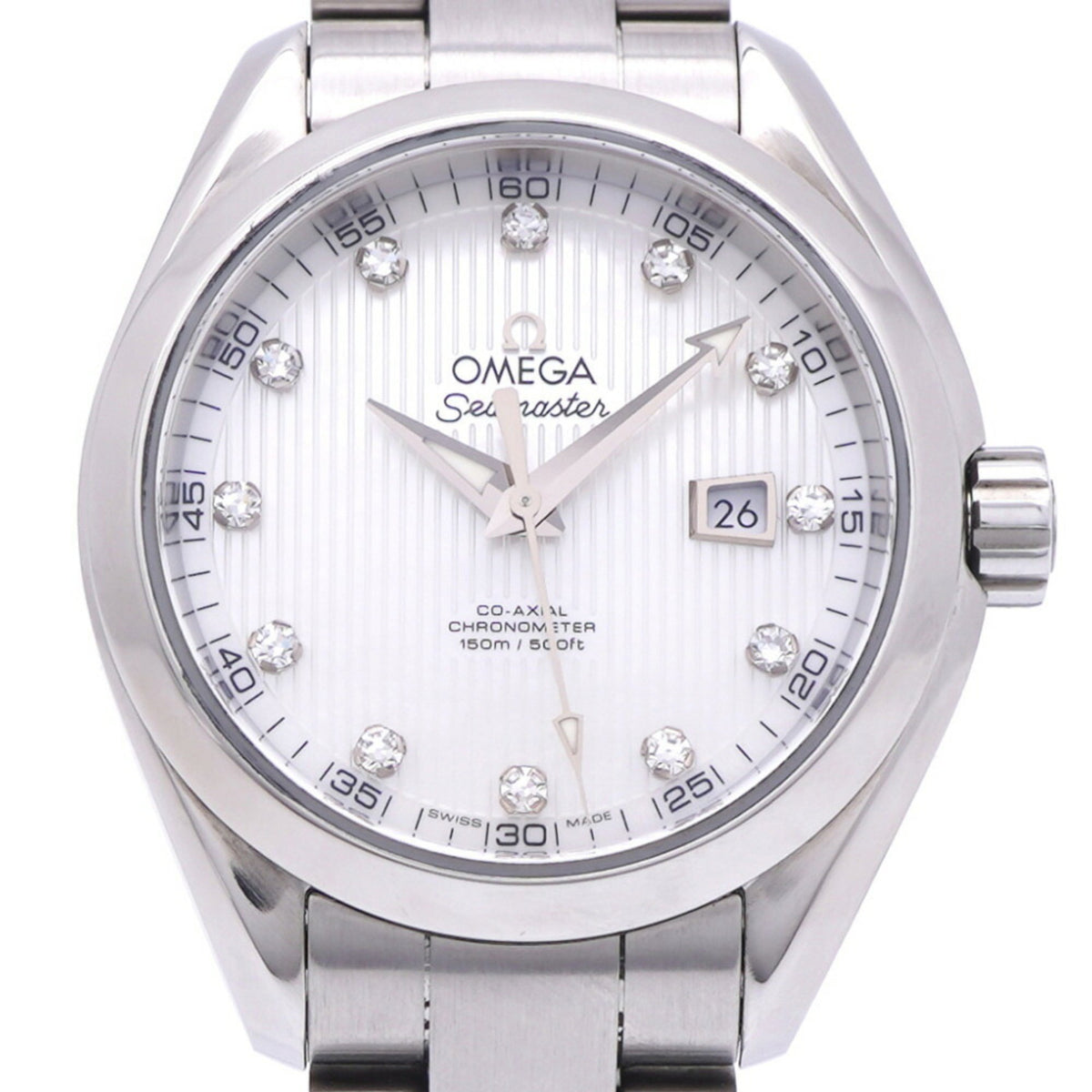 Gebrauchte OMEGA Seamaster Aqua Terra 12P Diamond Co-Axial 231.10.34.20.55.001 Automatikuhr Weißes Gehäuse 0967OMEGA Damen 