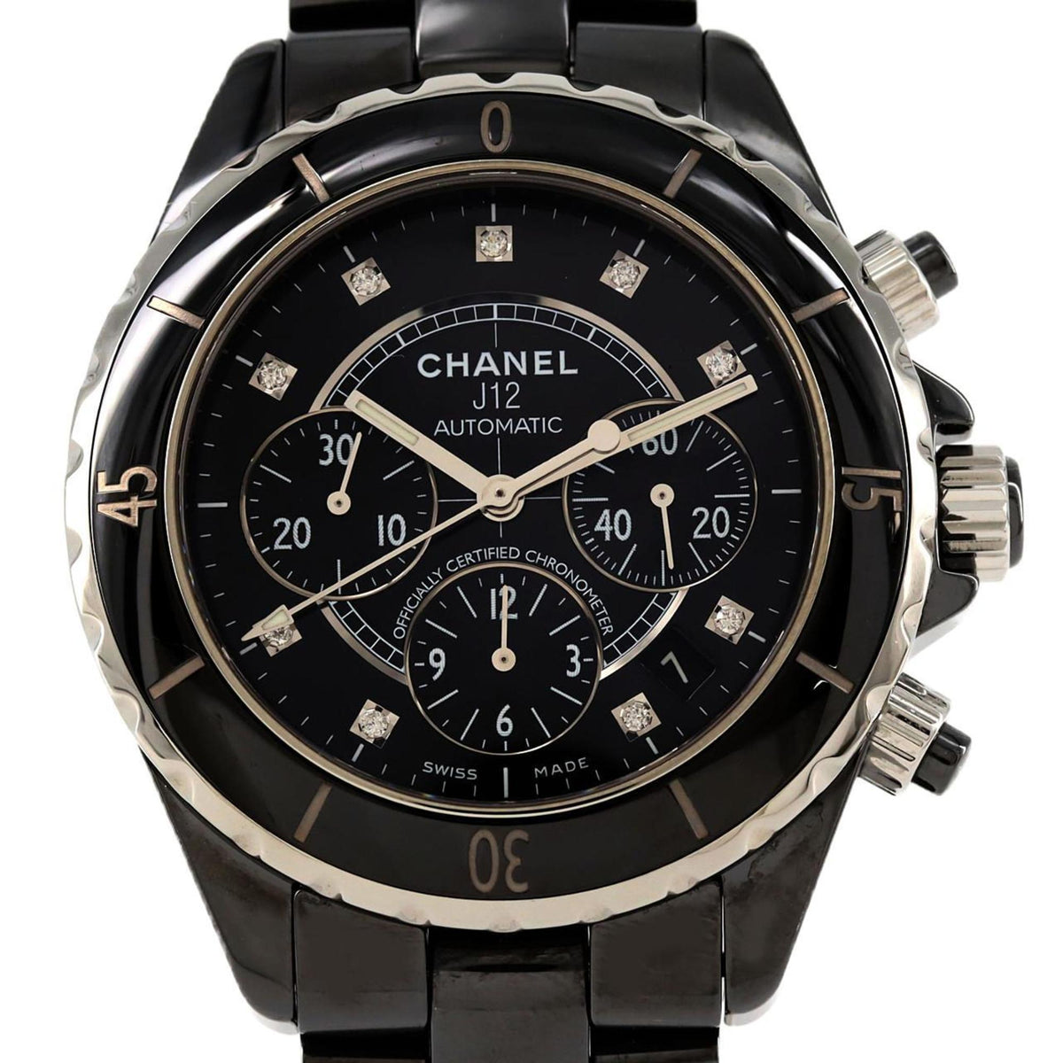 Gebrauchte Chanel J12 Chronograph Keramik 9P H2419 Armbanduhr Automatik 