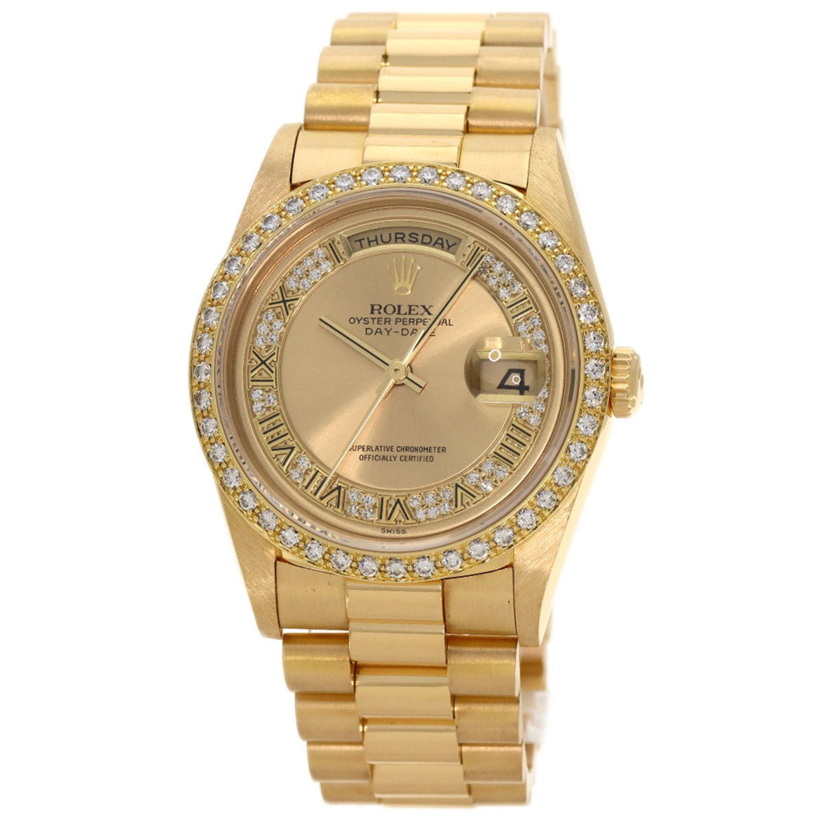 Gebrauchte Rolex 18348 Day-Date Milliard Diamant Uhr K18 Gelbgold K18YG Herren 