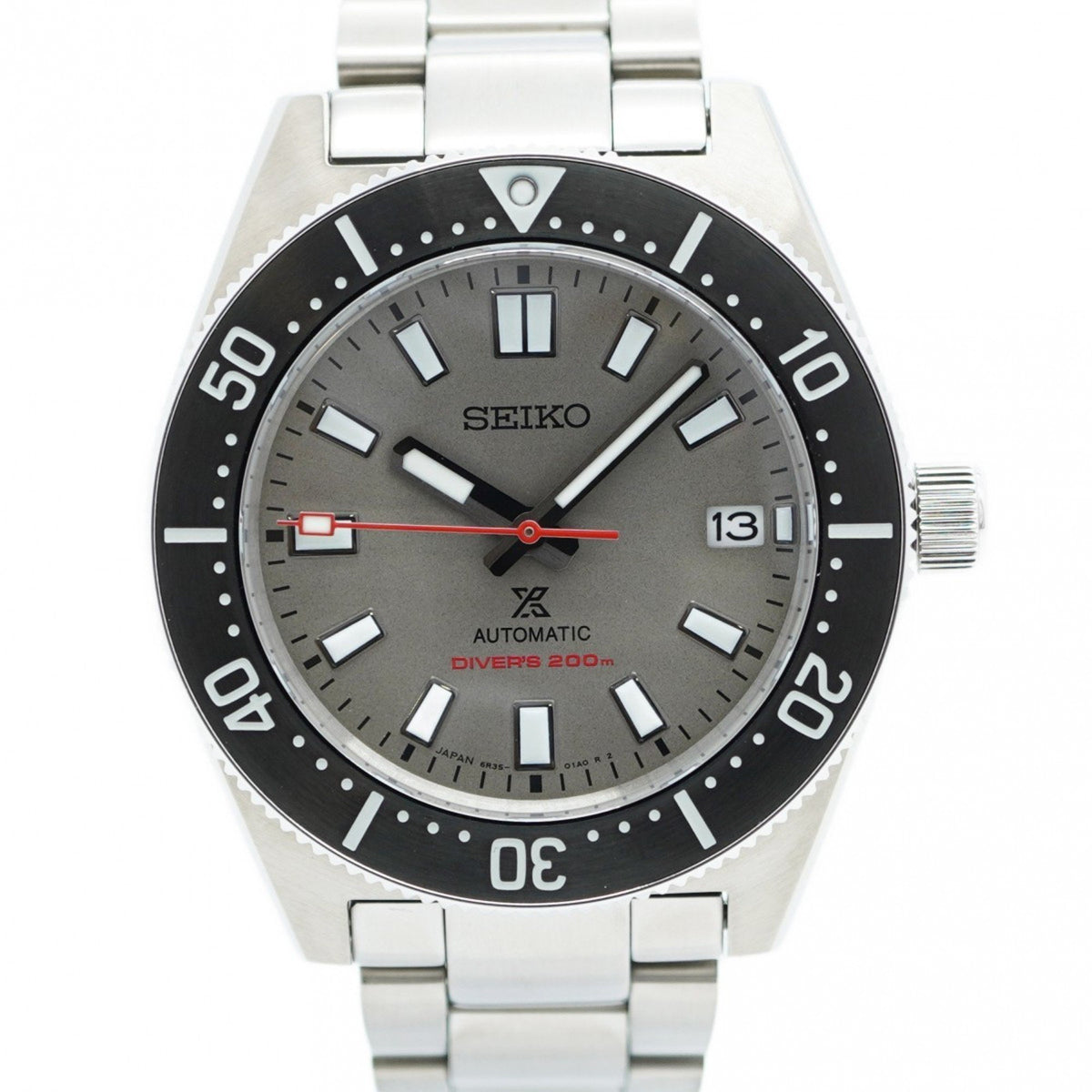 Gebrauchte Seiko Prospex 6R35-02W0 Herrenuhr mit grauem Zifferblatt 