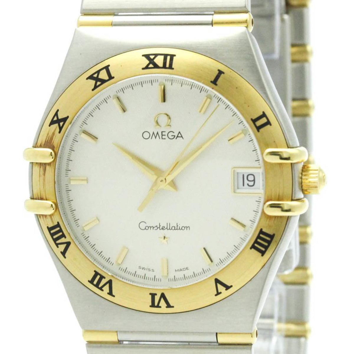 Pre-Owned OMEGA Constellation 18K Gold Steel Quartz Mens Watch 1312.30 Polished