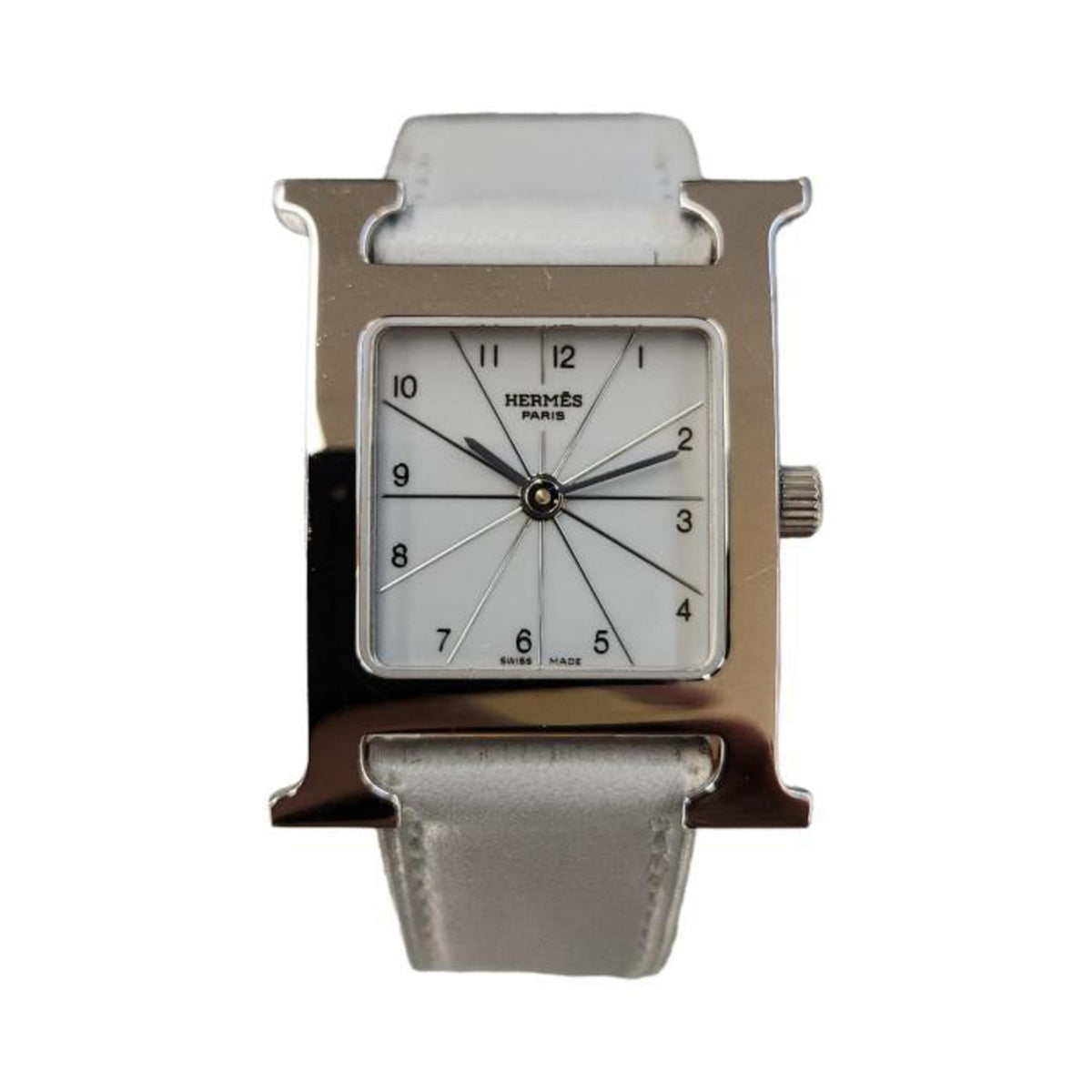 Gebrauchte HERMES H Uhr Damen Analog Quarz Eisblau HH1-210 Quadrat 