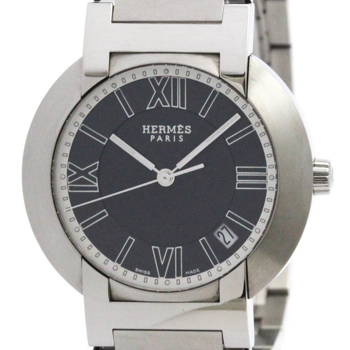 Pre-Owned HERMES Nomade Stainless Steel Auto Quartz Mens Watch NO1.710 Polished