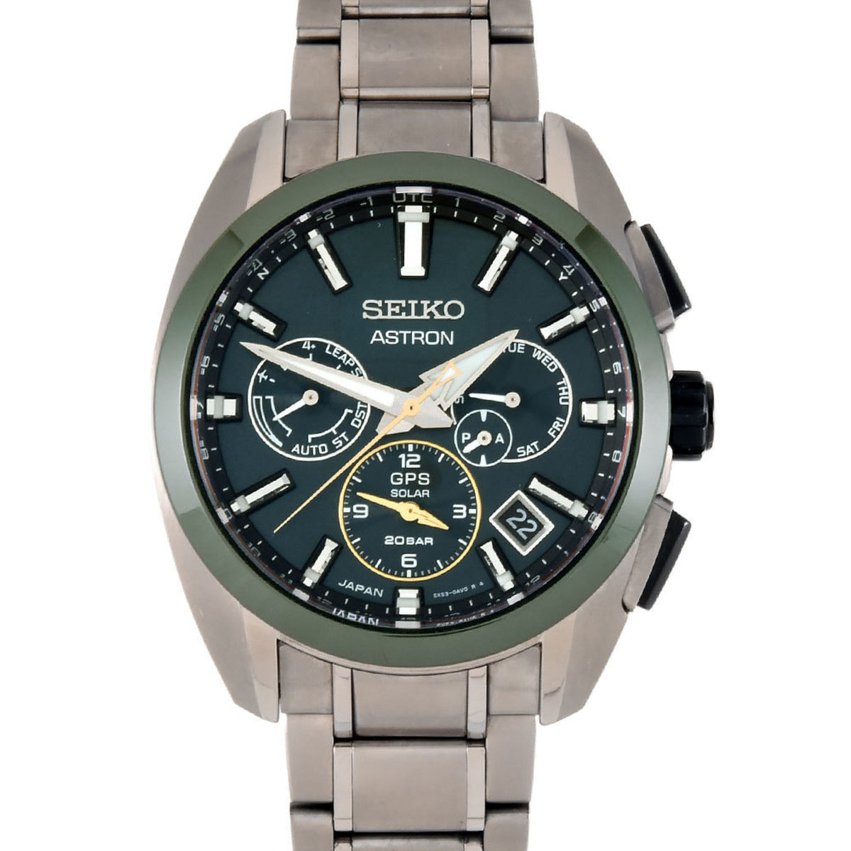 Gebrauchte Seiko SBXC071 Astron Uhr, Solar, grünes Zifferblatt, Herren 