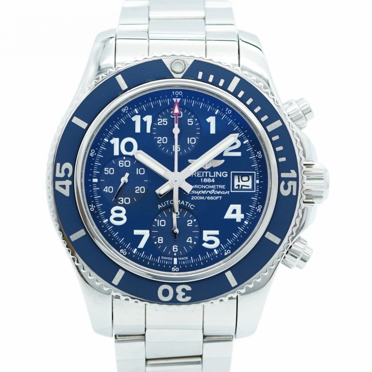 Gebrauchte Breitling Superocean A13311 Herrenuhr mit blauem Zifferblatt 