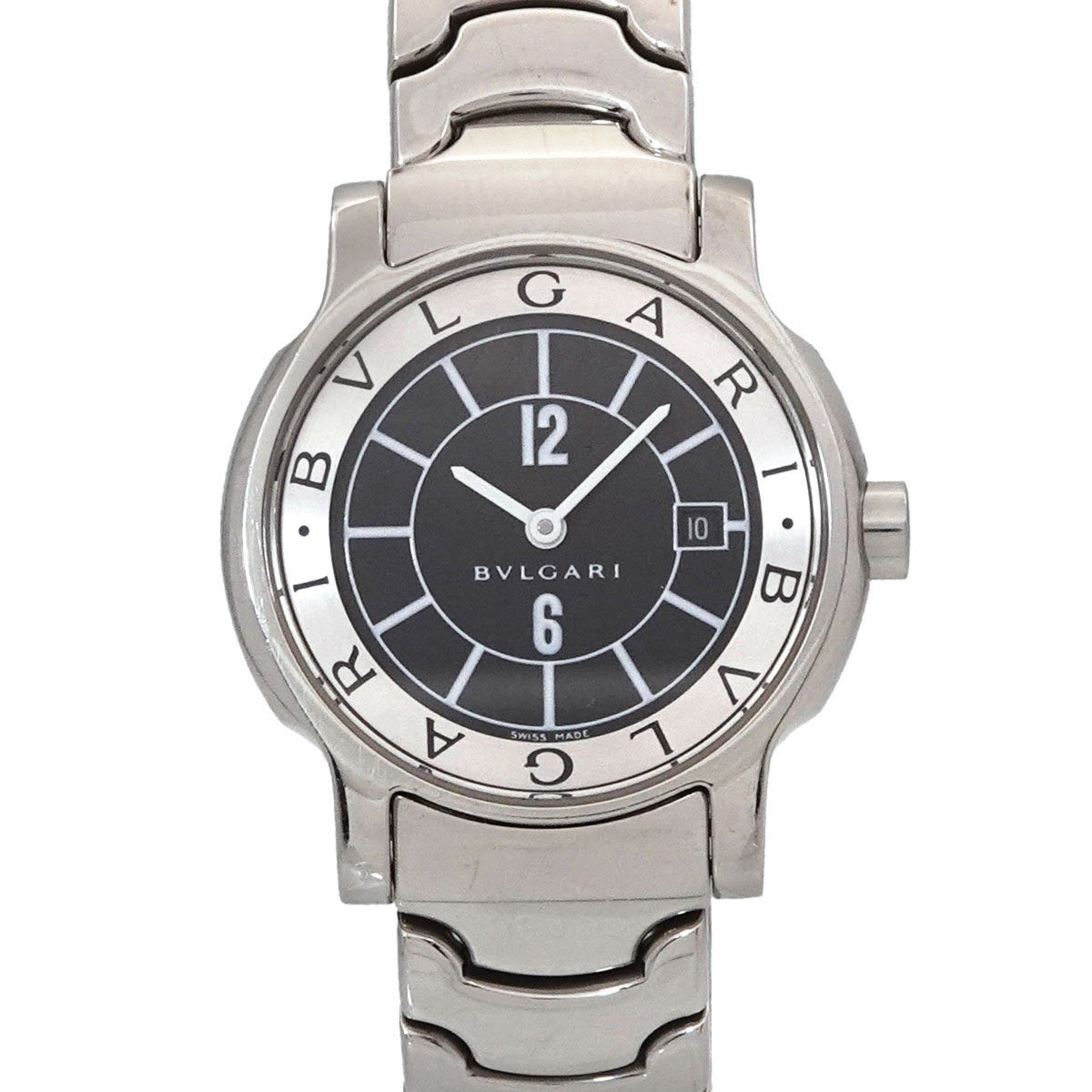 Pre-Owned BVLGARI Solo Tempo ST29S Women's Watch with Date, Black Quartz Movement