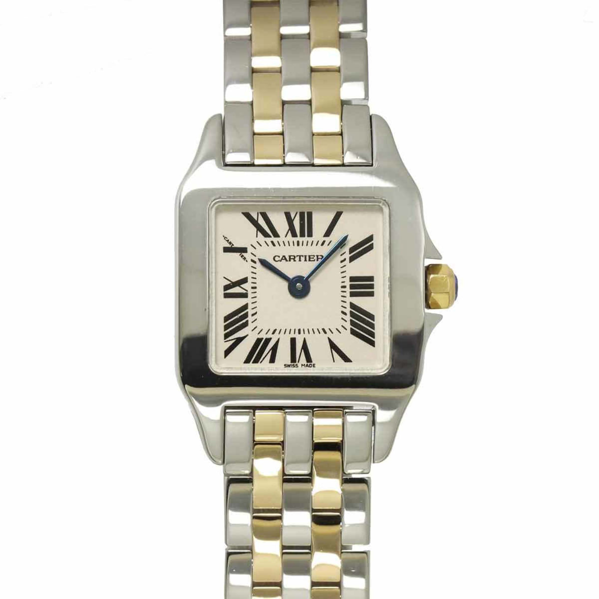 Pre-Owned Cartier Santos Demoiselle SM Two-tone Watch W25066Z6 Women's Ivory 18K Yellow Gold Quartz