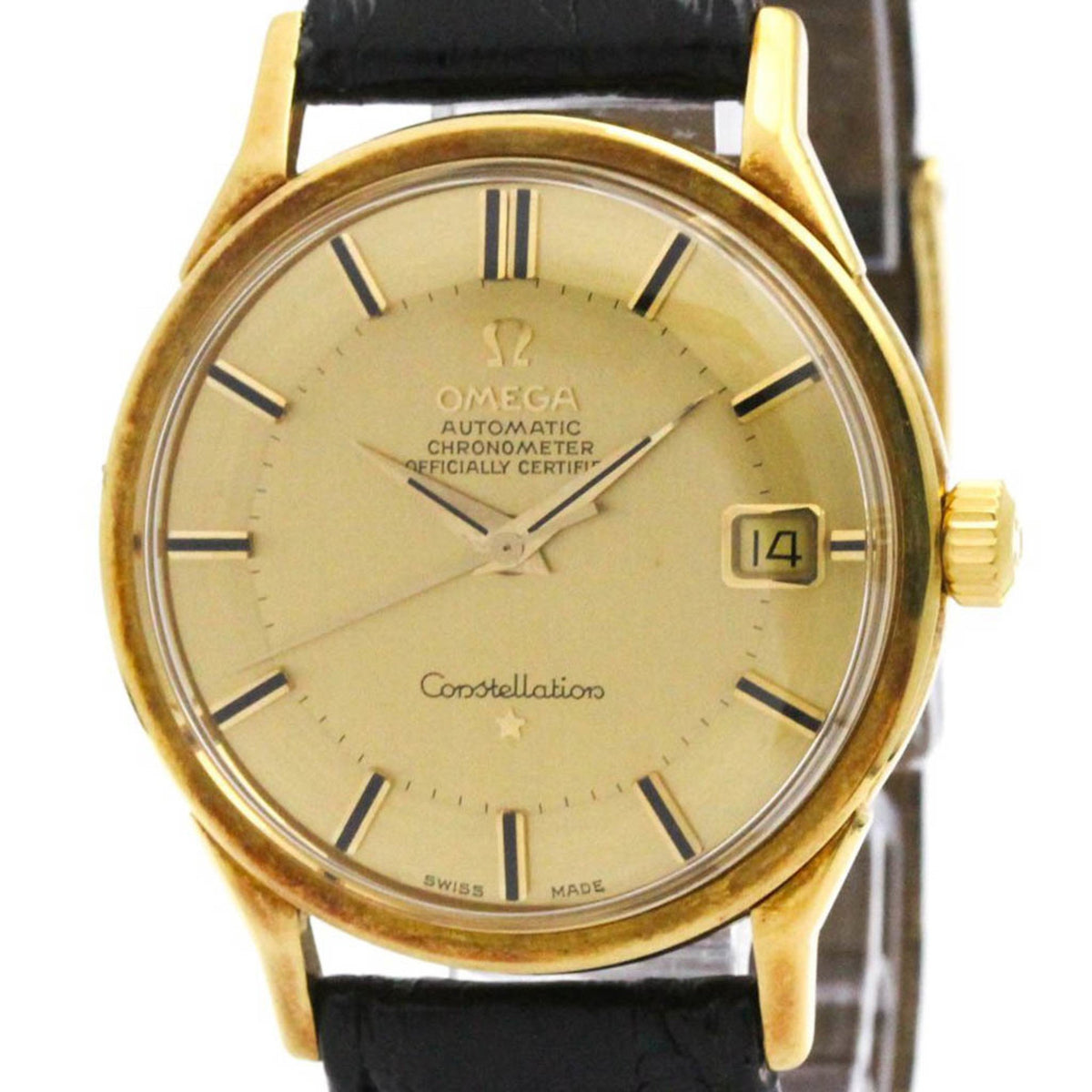 Pre-Owned OMEGA Constellation Pie Pan Dial Cal 561 18K Gold Watch 14902 Vintage