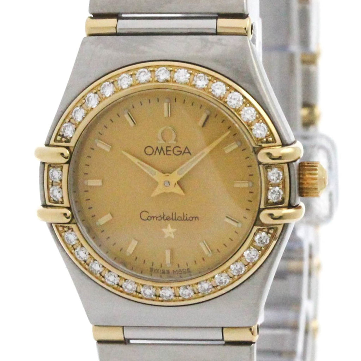 Pre-Owned OMEGA Constellation Diamond 18K Gold Steel Watch 1367.10 Polished