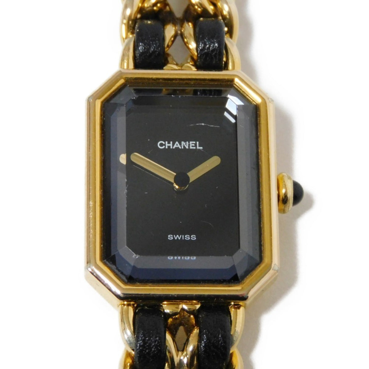 Gebrauchte CHANEL Uhr Premiere M Schwarzes Zifferblatt Quarz Gold H0001 Damen 