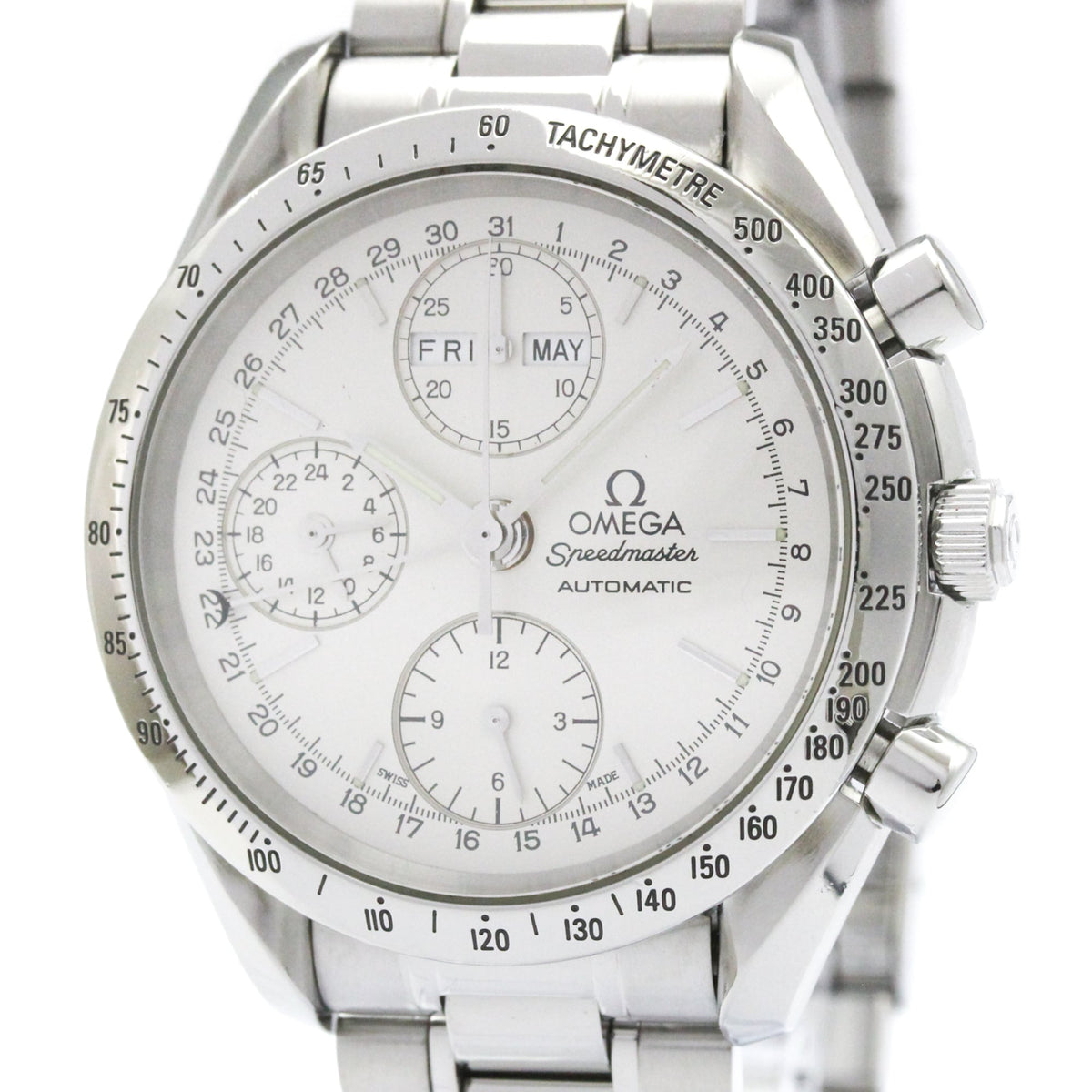 Pre-Owned OMEGA Speedmaster Triple Date Steel Automatic Watch 3521.30 Polished