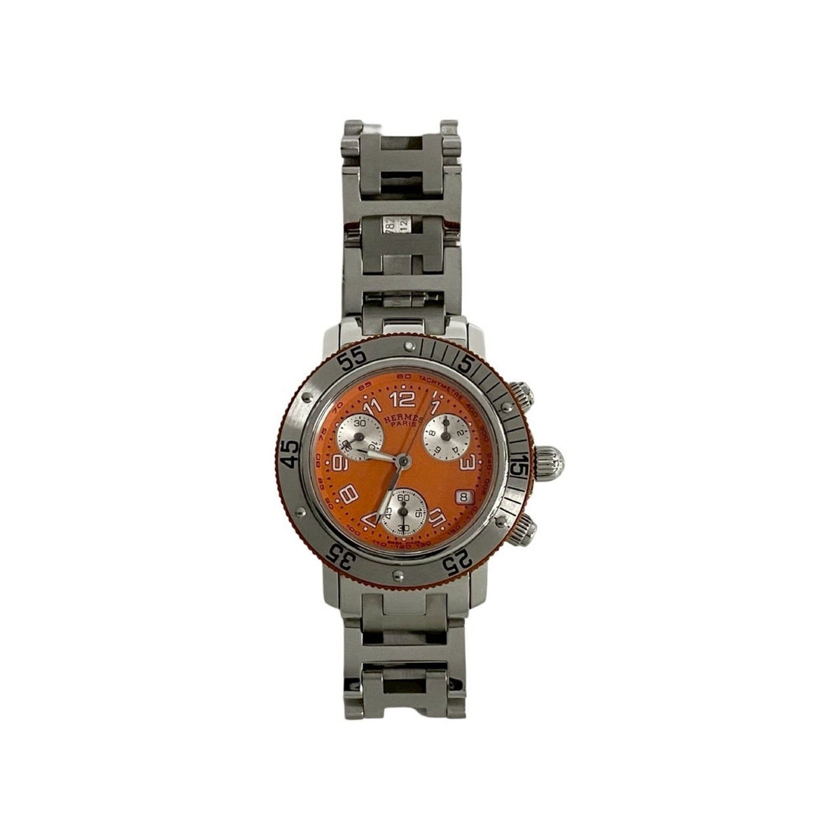 Pre-Owned HERMES Clipper Diver Chronograph Stainless Steel Wristwatch, Silver, 30508