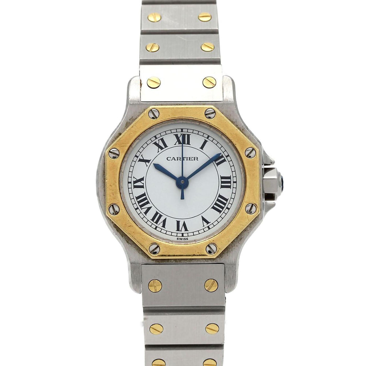 Pre-Owned Cartier Santos Octagon SM Two-Tone Stainless Steel x Yellow Gold Automatic Watch