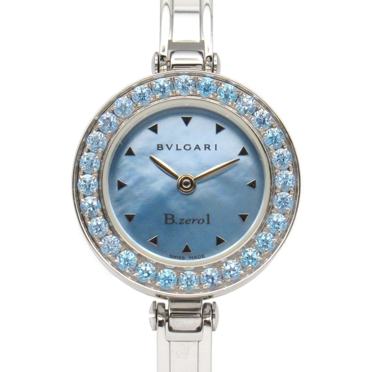 Gebrauchte BVLGARI B-zero1 Armreifuhr Edelstahl Damen Blaues Gehäuse BZ22S 