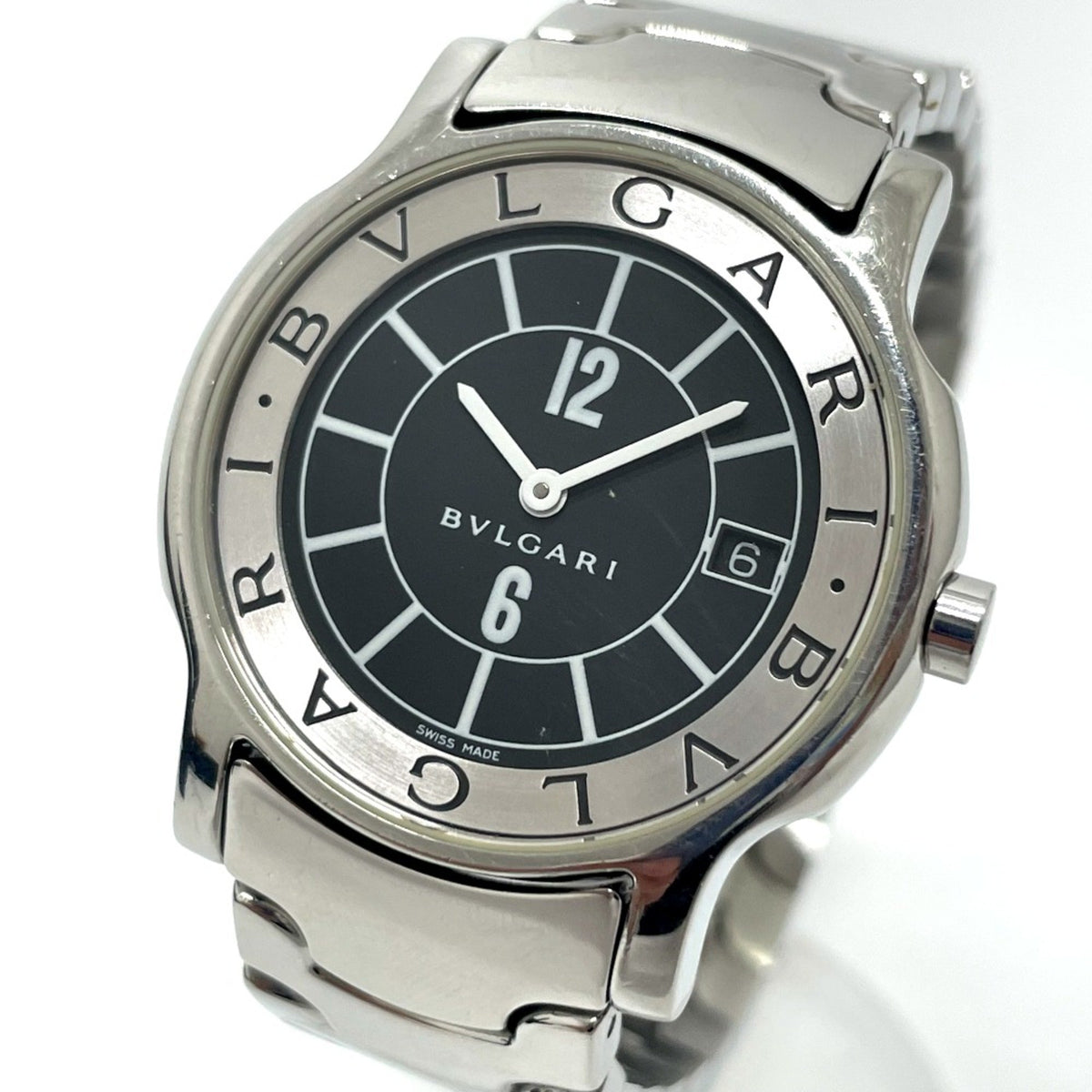 Gebrauchte Bvlgari ST35S Quarz-Armbanduhr mit Datumsanzeige, Silber 