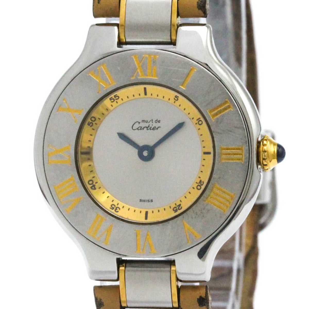 Gebrauchte CARTIER Must 21 vergoldete Stahlquarz-Damenuhr W10073R6 poliert 