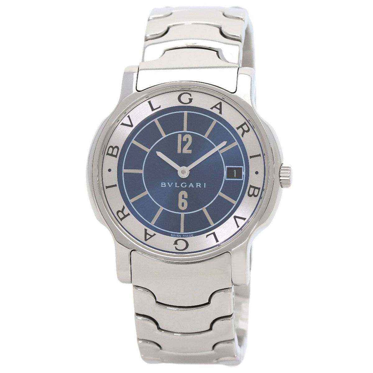 Pre-Owned Bvlgari ST35S Solotempo Blue Stainless Steel Men's Watch