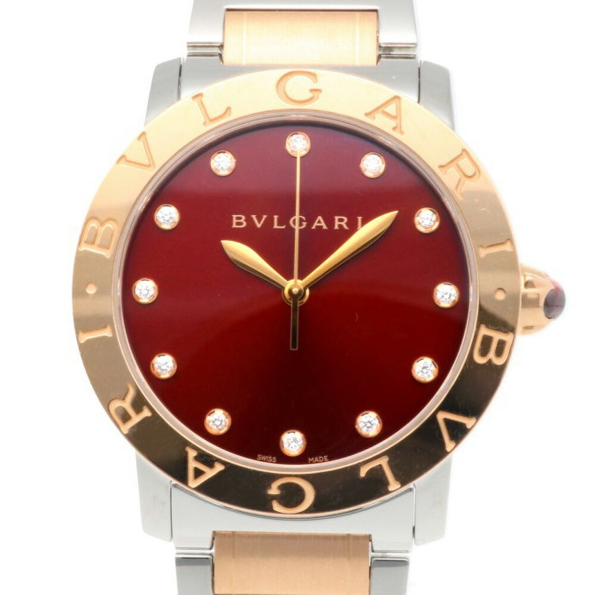 Gebrauchte BVLGARI Armbanduhr Edelstahl BBLP37SG Automatik Herren 12P Diamant 