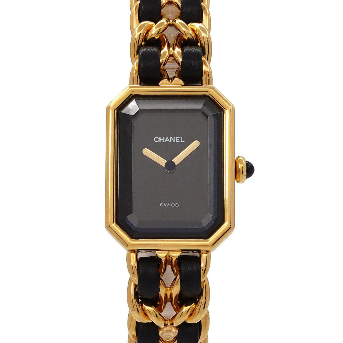 Gebrauchte CHANEL Premiere M Größe H0001 Damenuhr Schwarz Gold Quarz 