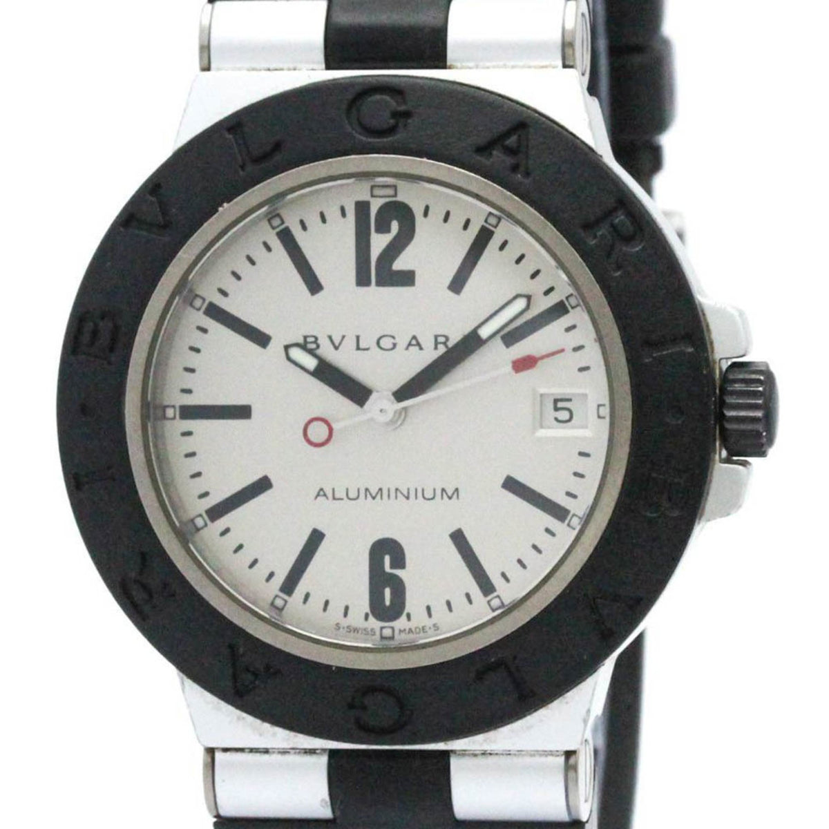 Gebrauchte BVLGARI Herren-Automatikuhr aus Aluminium und Kautschuk AL38TA BF574252 