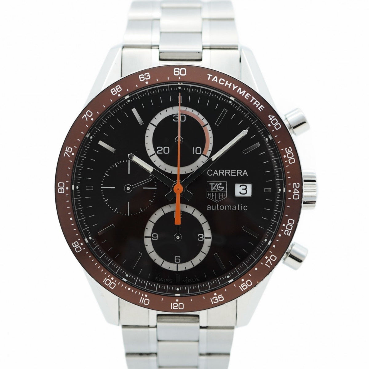 Gebrauchte TAG Heuer Carrera CV2013-3 Herrenuhr mit braunem Zifferblatt 