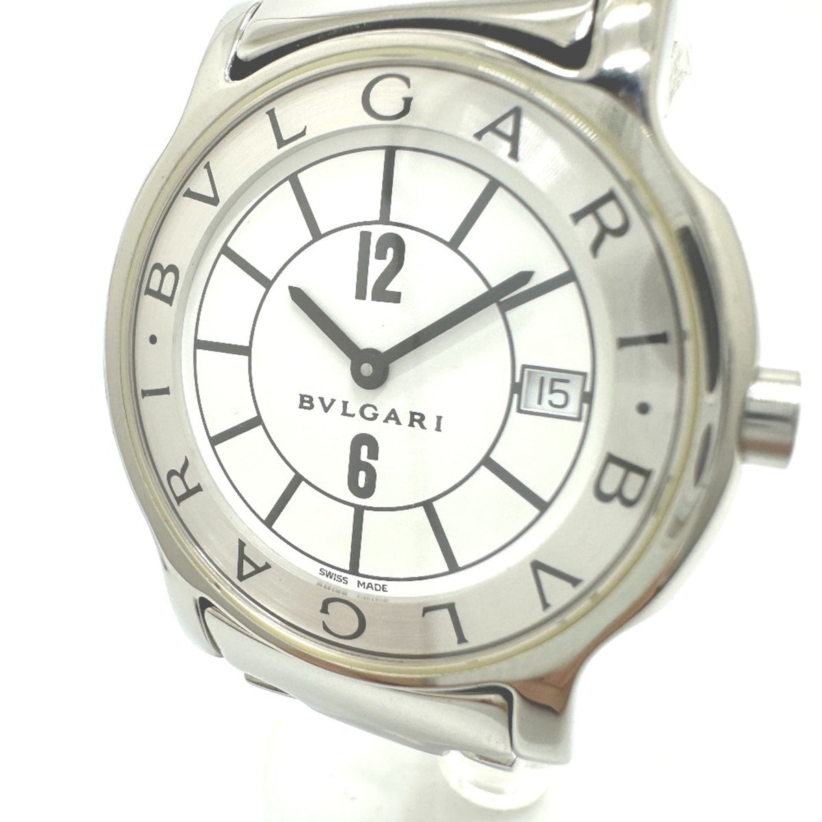 Gebrauchte Bvlgari ST35S Quarz-Armbanduhr mit Datumsanzeige, Silber 