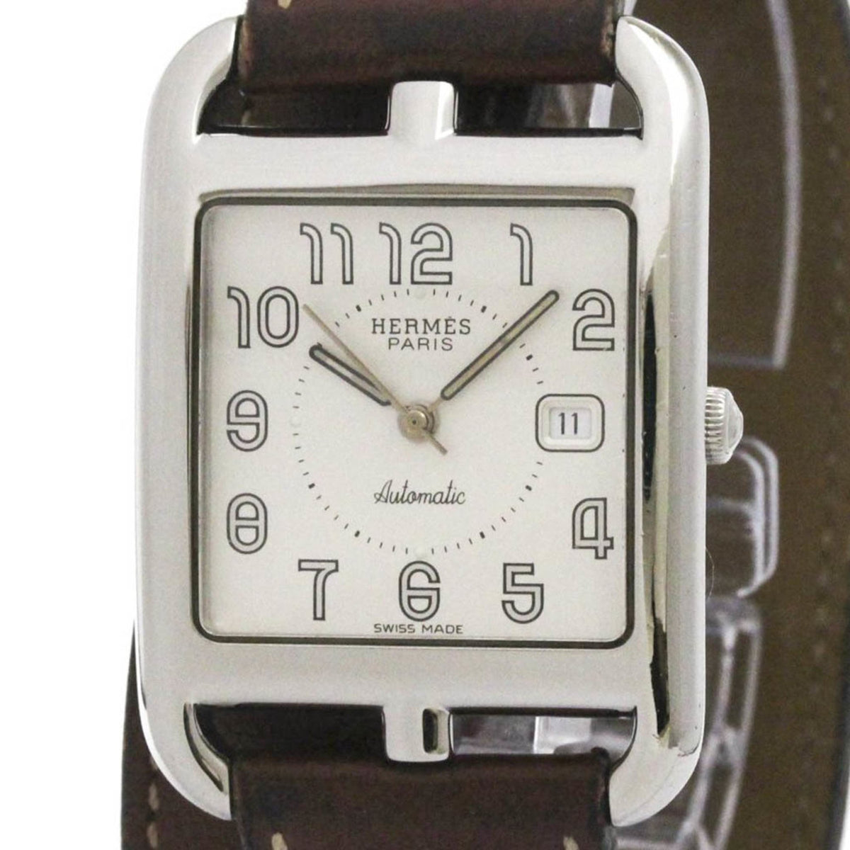 Gebrauchte HERMES Cape Cod Double Tour Stahl Automatik Herrenuhr CC1.710 poliert 