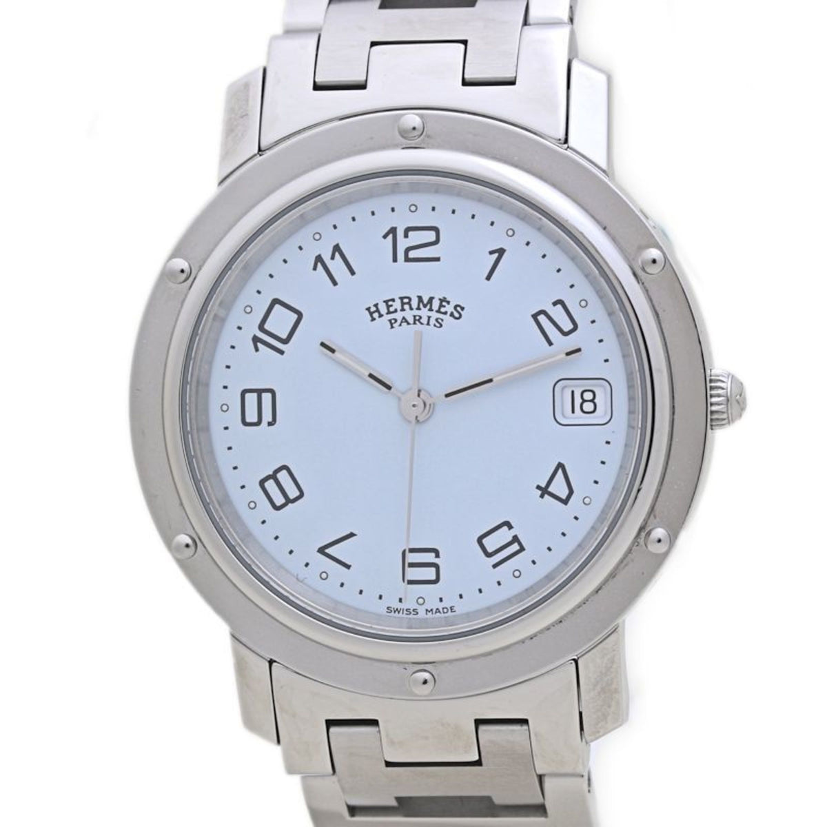 Pre-Owned HERMES Clipper Watch with Old Buckle, CL6.710.130 3754, Stainless Steel, Men's Watch, 40053