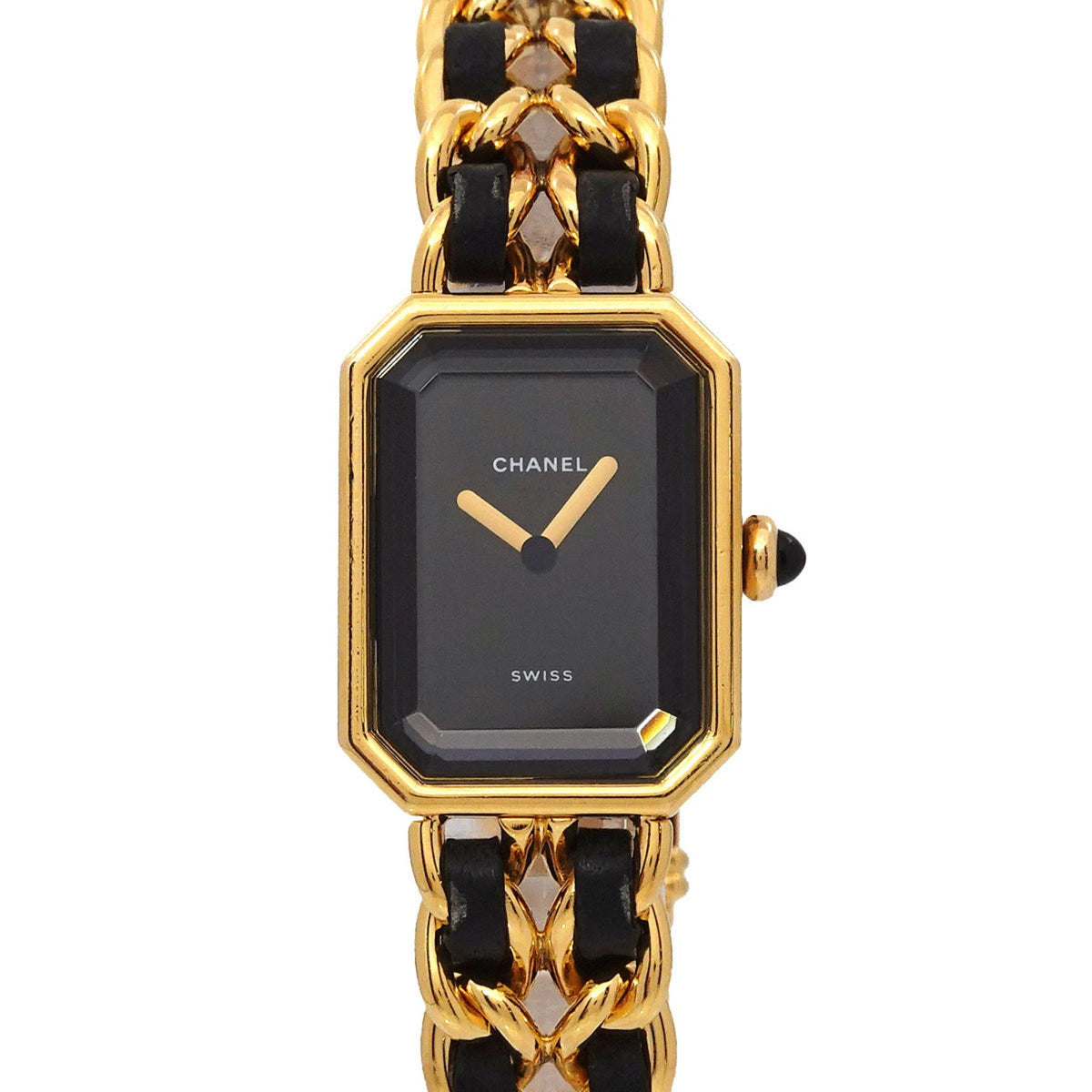 Gebrauchte CHANEL Premiere L Größe H0001 Damenuhr Schwarz Gold Quarz 