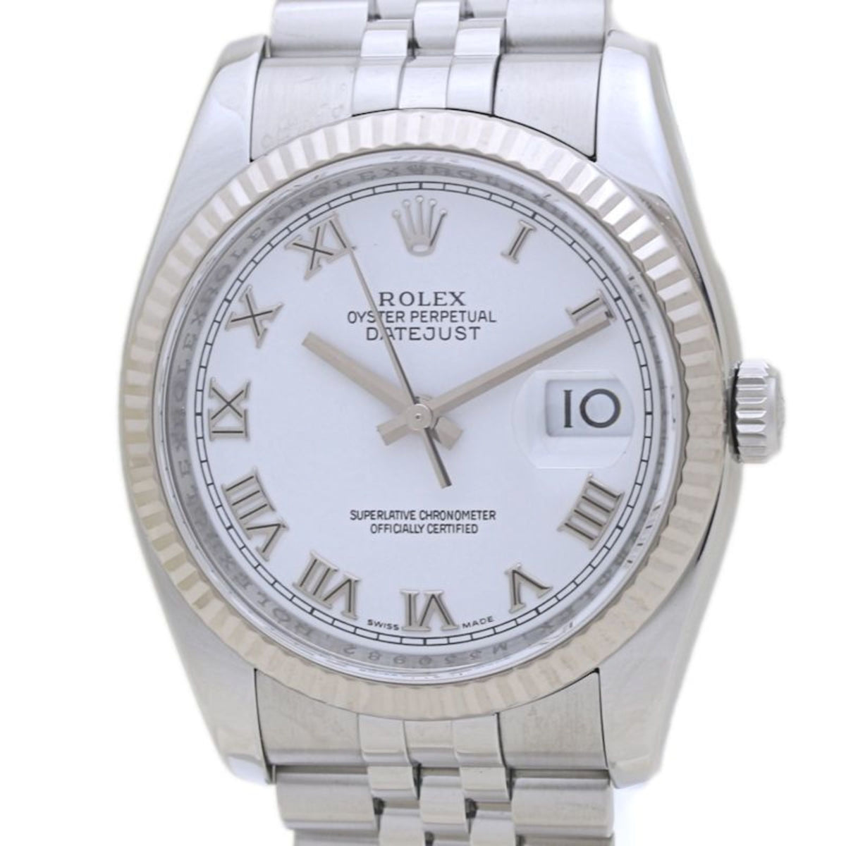 Pre-Owned ROLEX Rolex Datejust White Roman numerals 116234 M-number Men's Watch in 18K Gold and Stainless Steel 40134