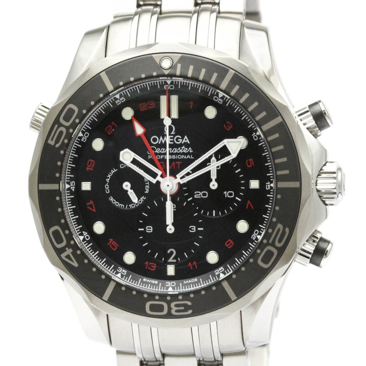 Pre-Owned OMEGA Seamaster Diver GMT Chronograph Watch 212.30.44.52.01.001Polished