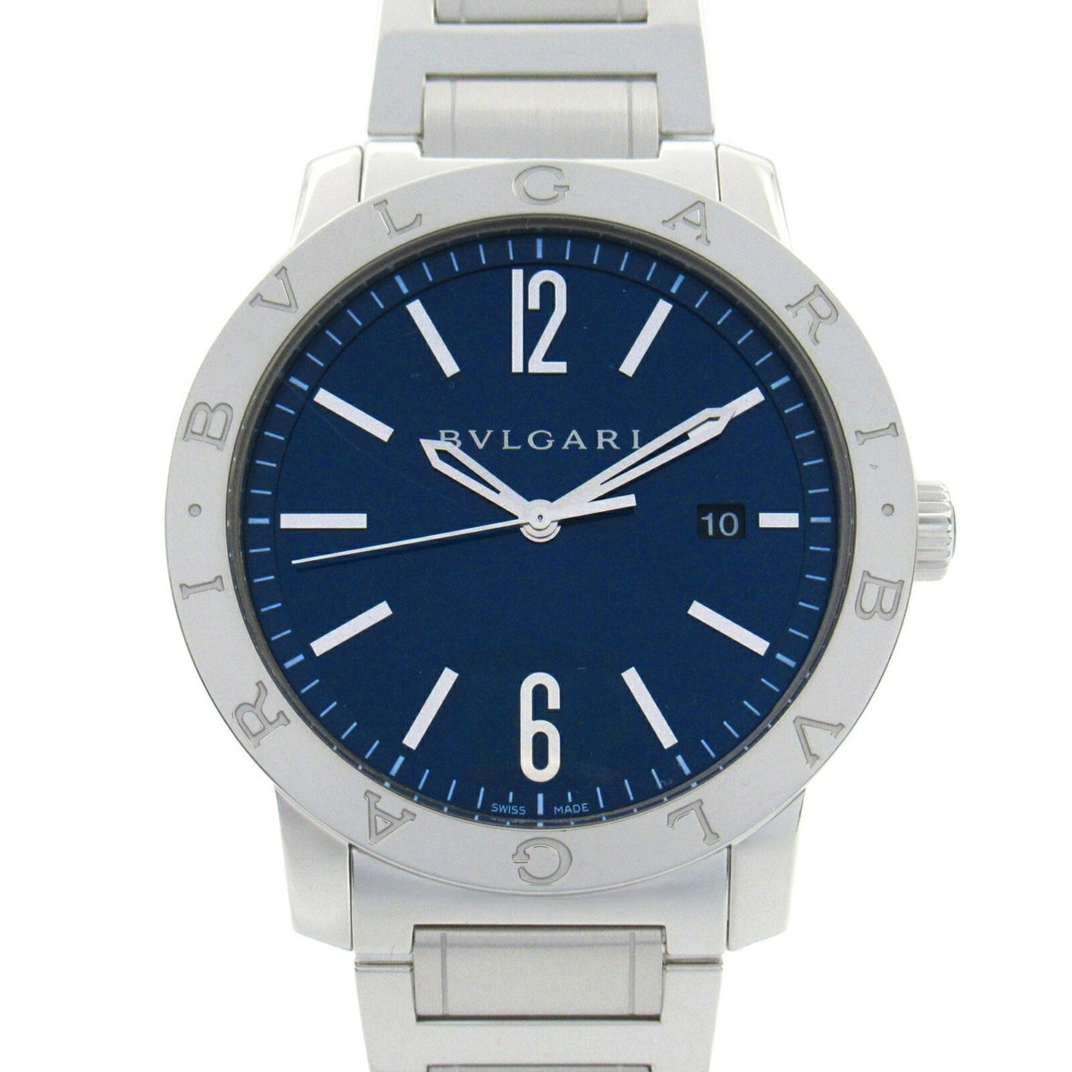Gebrauchte BVLGARI Bulgari Uhr Edelstahl Herren Blau BB41S 