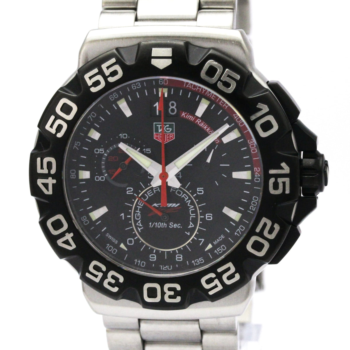 Pre-Owned TAG Heuer Formula 1 Kimi Raikkonen Grande Date Watch CAH1014 Polished