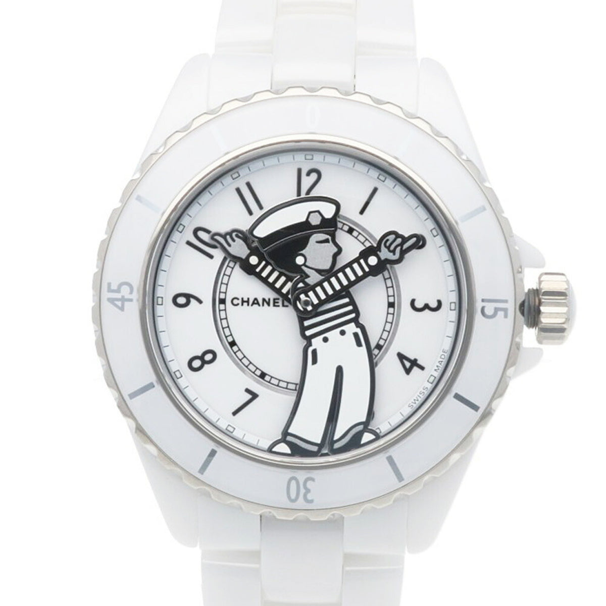 Gebrauchte Chanel Mademoiselle J12 La Pausa Uhr, weiße Keramik H7481, Automatik, Herren, CHANEL, Hersteller, überholt 