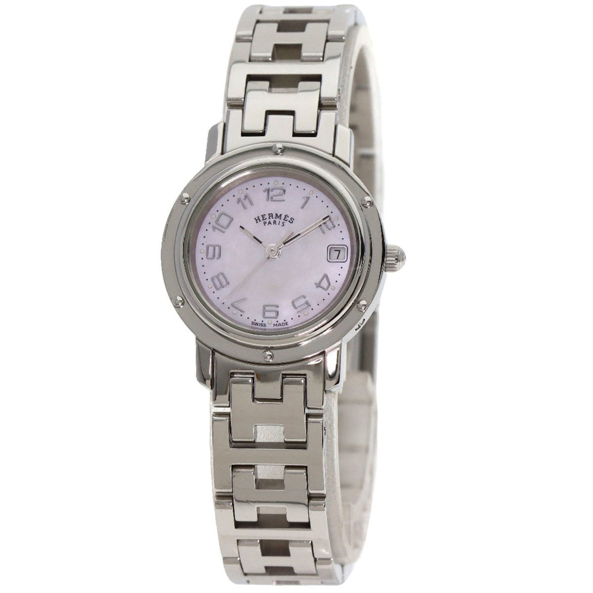 Gebrauchte Hermes CL4.210 Clipper Nacle Neue Schnalle Uhr Edelstahl SS Damen HERMES 