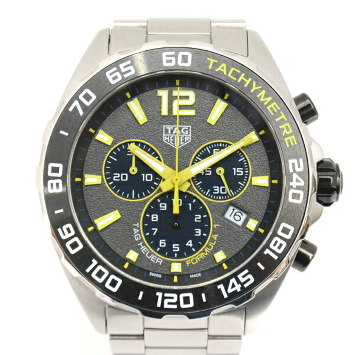 Gebrauchte TAG Heuer Herrenuhr Formula 1 Chrono graues Zifferblatt batteriebetrieben Edelstahl CAZ101AG SS 