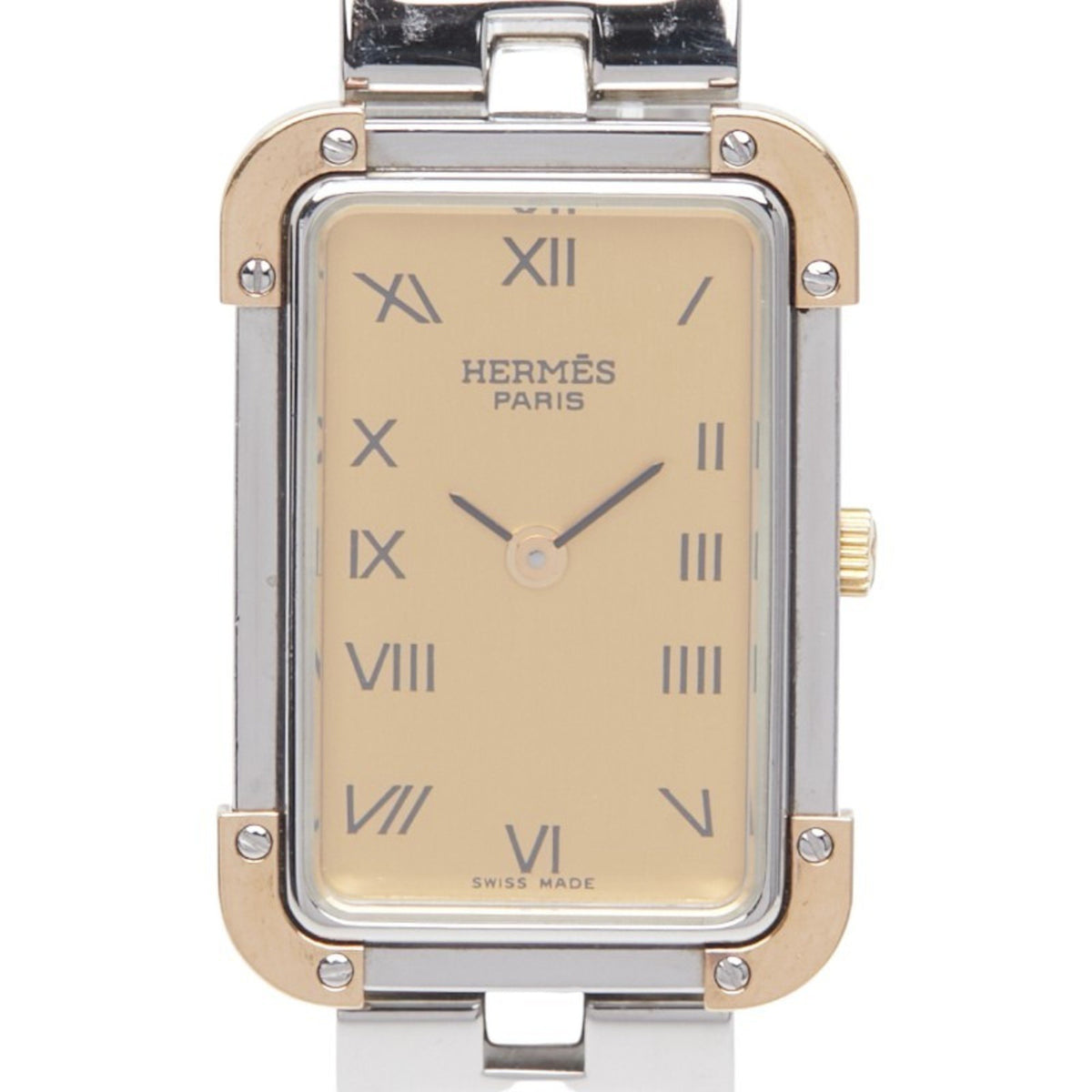 Pre-Owned Herm?s Cloiseur Watch CR1.220 Quartz Gold Dial Stainless Steel Plated Women's HERMES