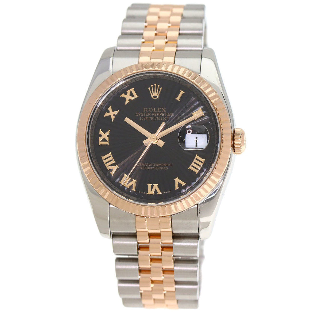 Pre-Owned Rolex 116231 Datejust Sunbeam Watch in Stainless Steel/SSx18KPG/Everose Gold for Men