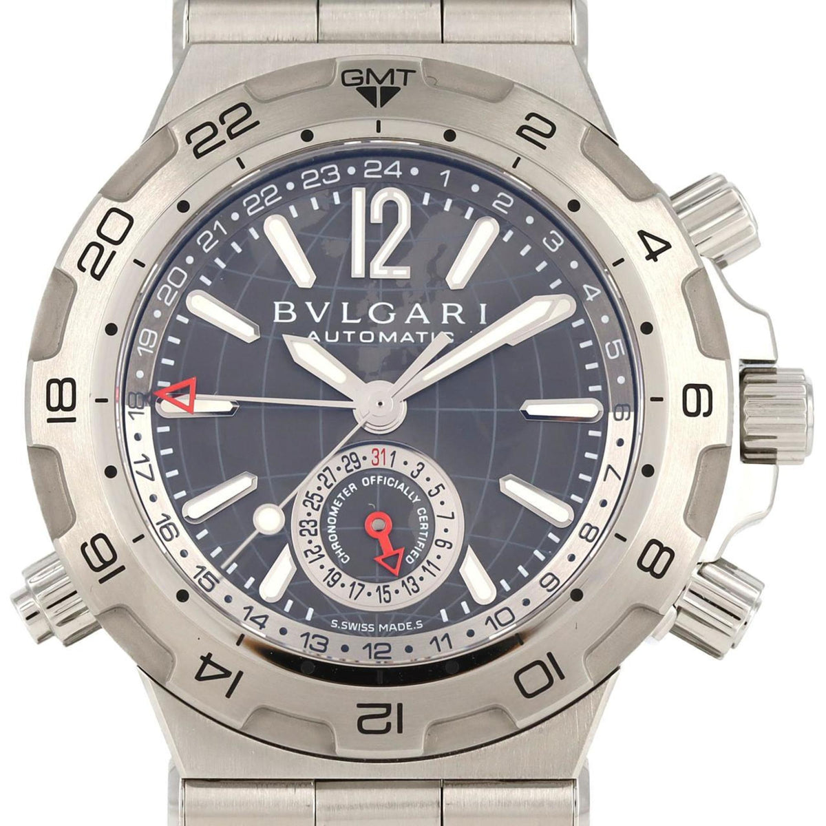 Gebrauchte Bvlgari Diagono GMT DP42SGMT DP42C14SSDGMT SS Uhr Automatik 