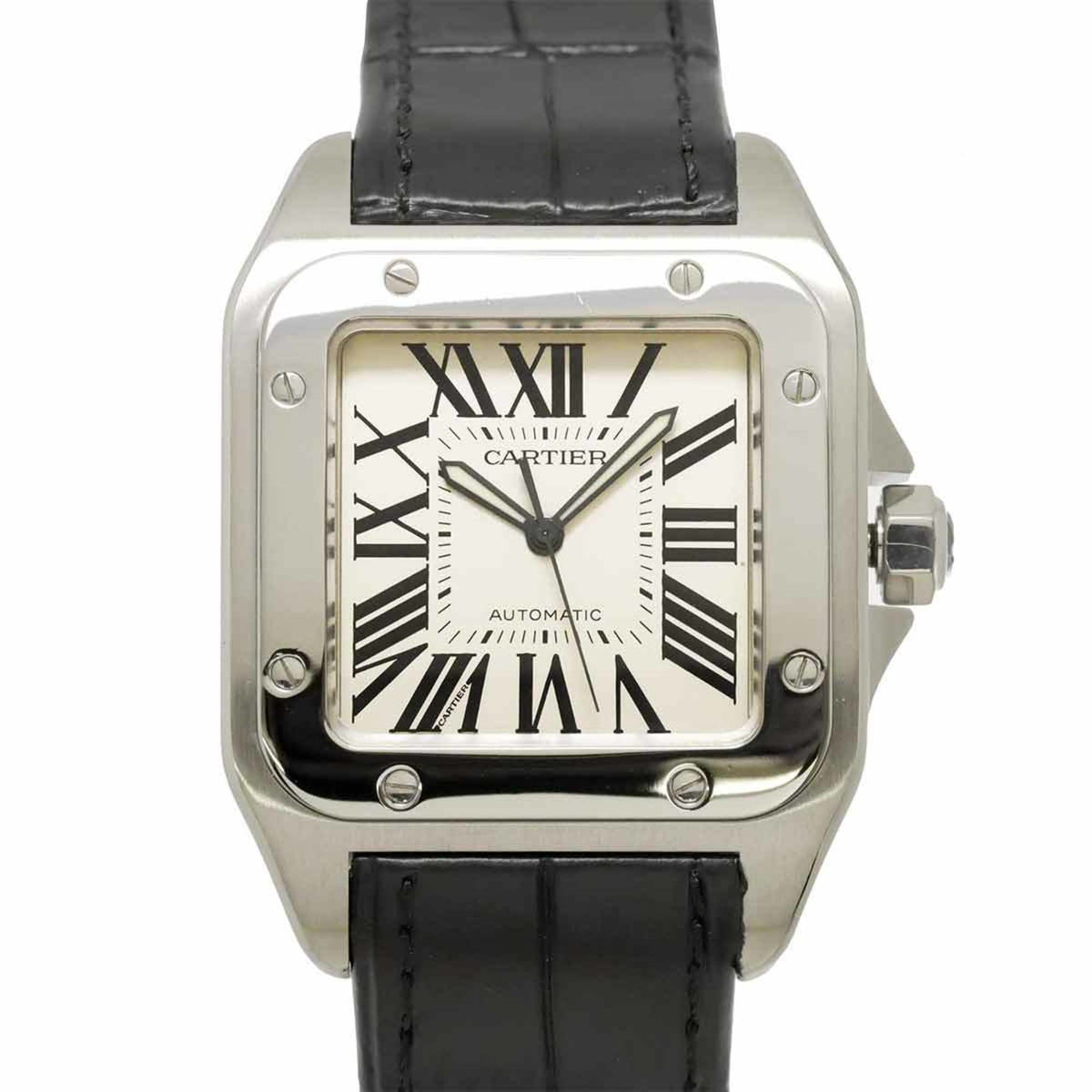 Pre-Owned Cartier Santos 100 LM W20076X8 Men's Silver Automatic Watch