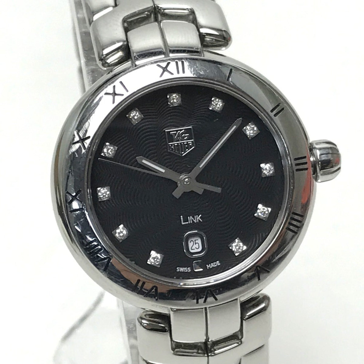 Gebrauchte Tag Heuer WAT1410.BA0954 Link Quarz Datum Armbanduhr Silber Schwarz 