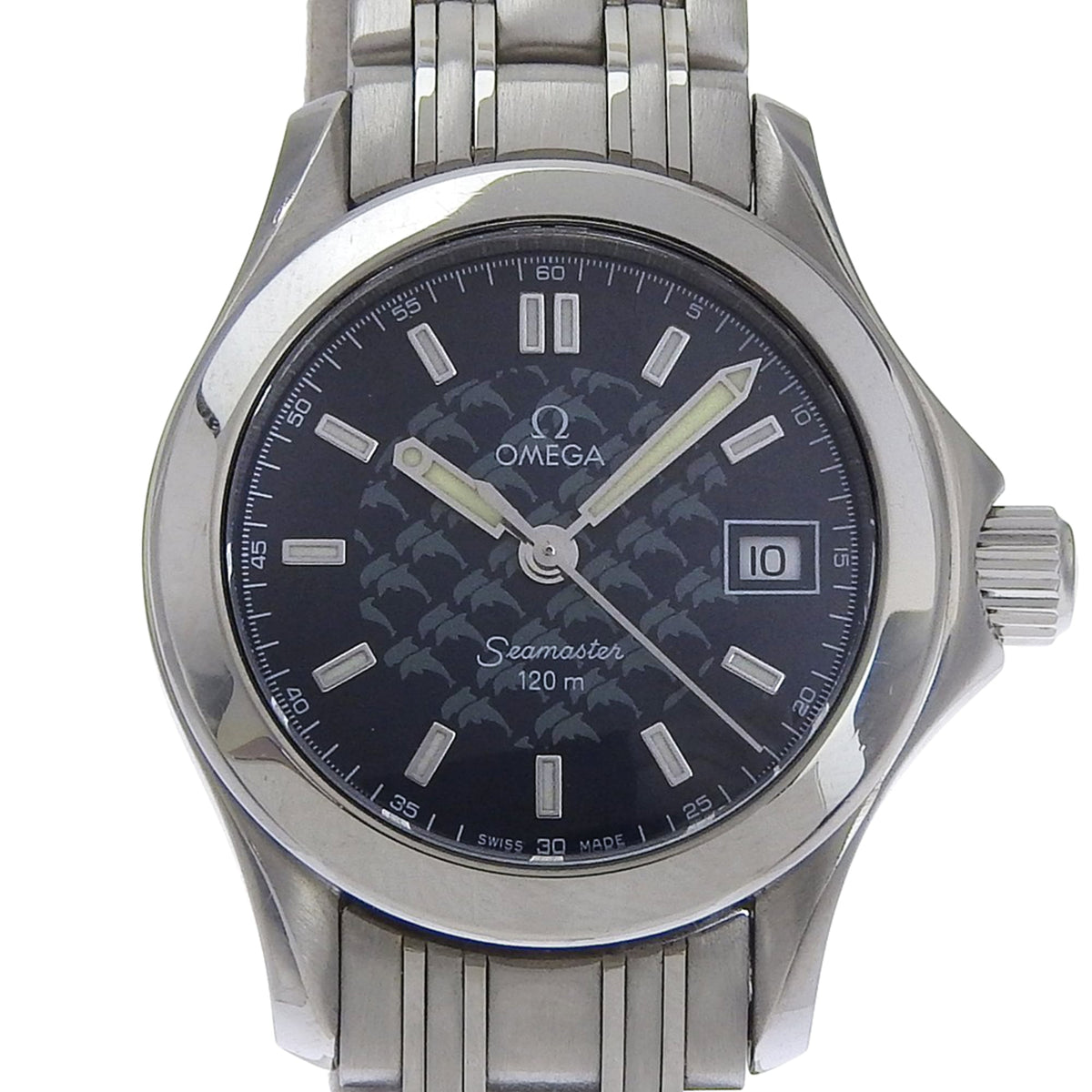 Pre-Owned OMEGA Seamaster 120M Jacques Mayol Watch, Limited Edition of 1,500 pieces, Caliber 1424, 2586.80, Stainless Steel, Silver Quartz Movement, Analog Display, Navy Dial, Women's