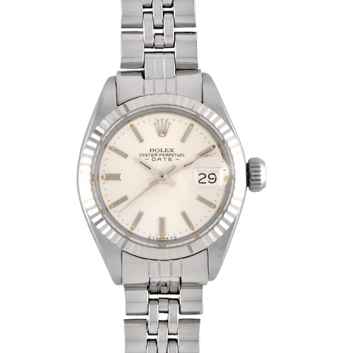 Gebrauchte Rolex ROLEX 6917 Datejust 7-stellige 40er Serie (ca. 1974) Automatische Armbanduhr Silbernes Zifferblatt Geriffelte Lünette Damen 