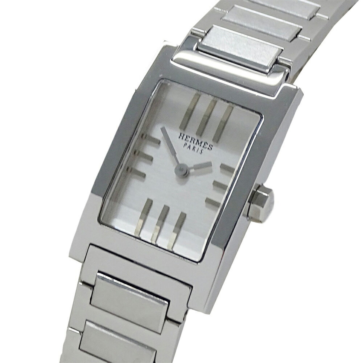 Gebrauchte Hermes HERMES Damenuhr Tandem Quarz Edelstahl SS TA1.210 Silber Quadrat Poliert 