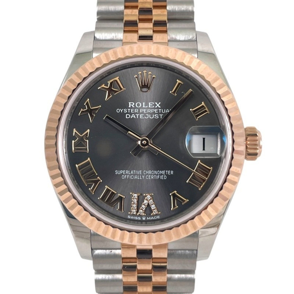 Pre-Owned ROLEX Rolex Datejust 31 278271 Stainless Steel PG Women's Watch with Random Number, Slate Dial, Diamonds, 2023 Warranty