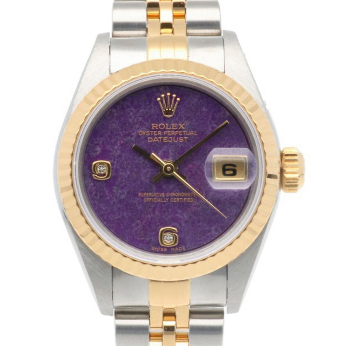 Gebrauchte Rolex Datejust Oyster Perpetual Uhr Edelstahl 79173 Automatik Damen ROLEX A Serie 1998-1999 2P Diamant Zifferblatt Sugilite Überholt 